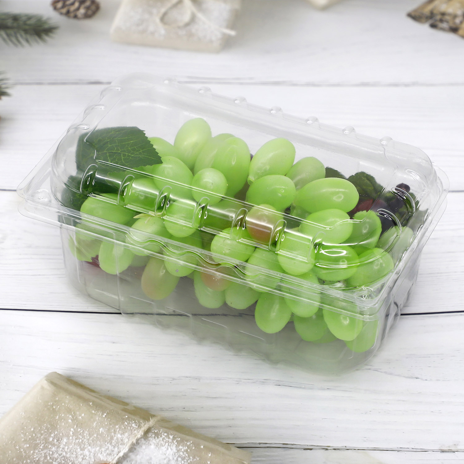 Plastic clear PET 500g fruit clamshell packaging box (2)