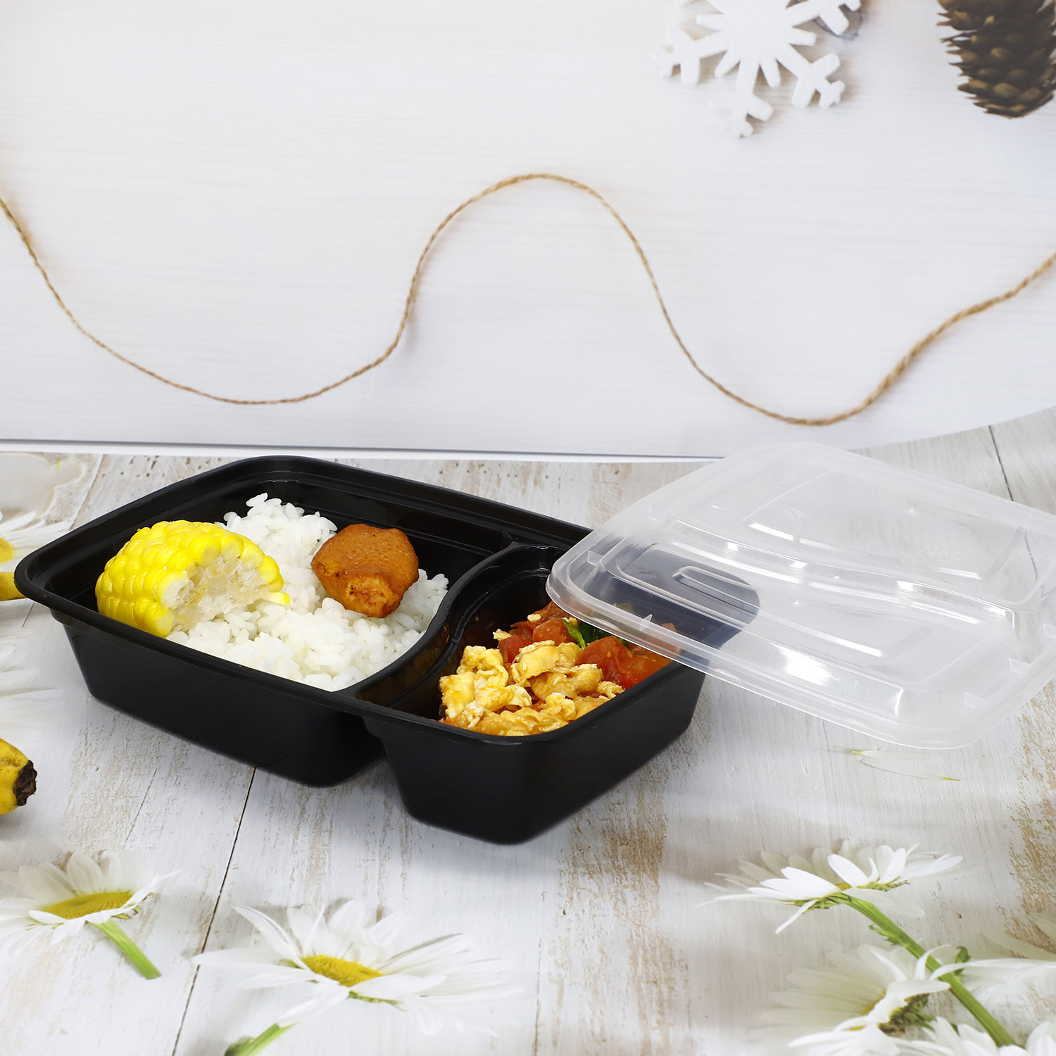 2 compartment take away fast food plastic microwave container (2)
